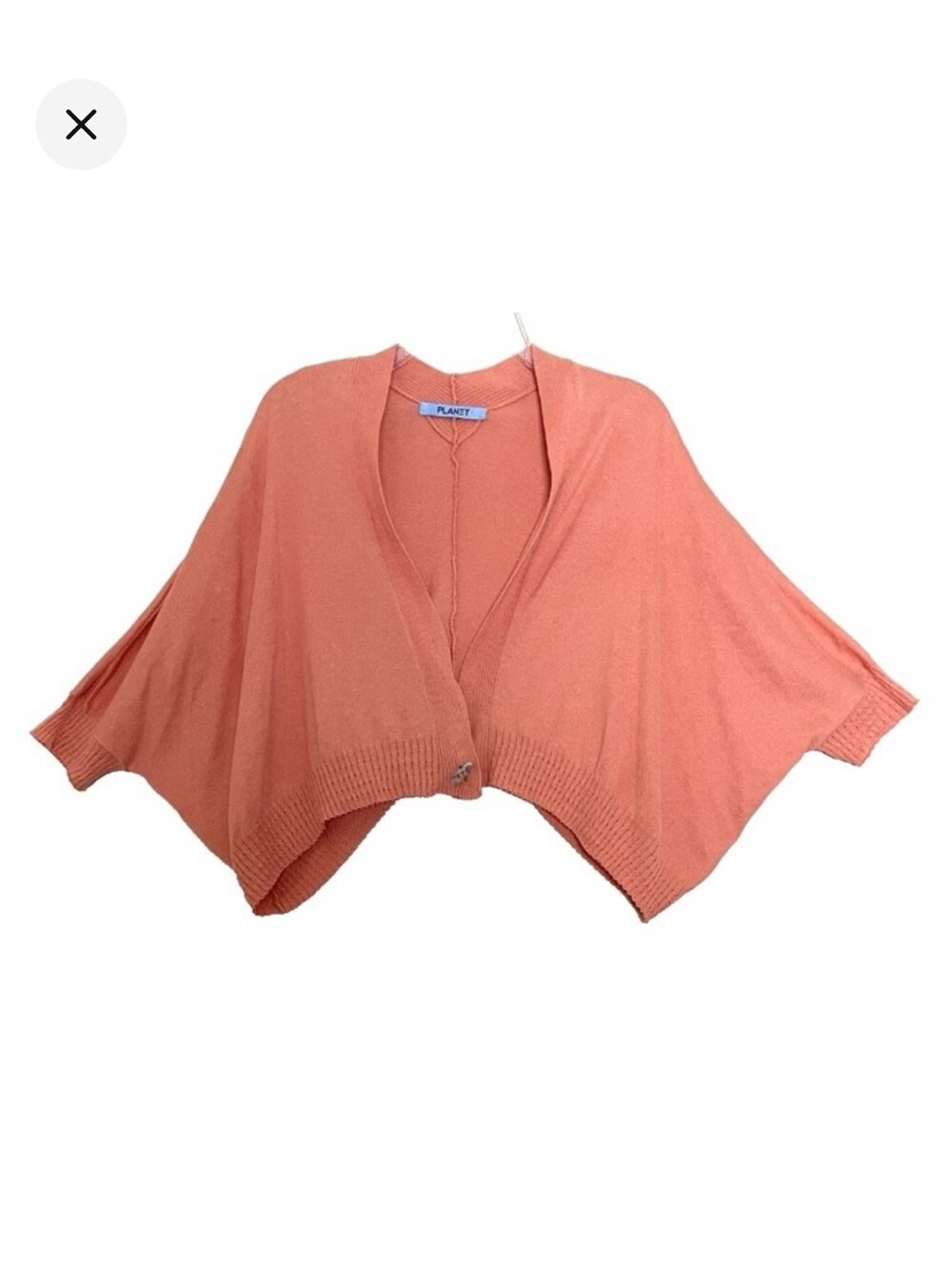 Planet by Lauren G. Orange Cardigan Sweater One Size Crop Lightweight Lagenlook